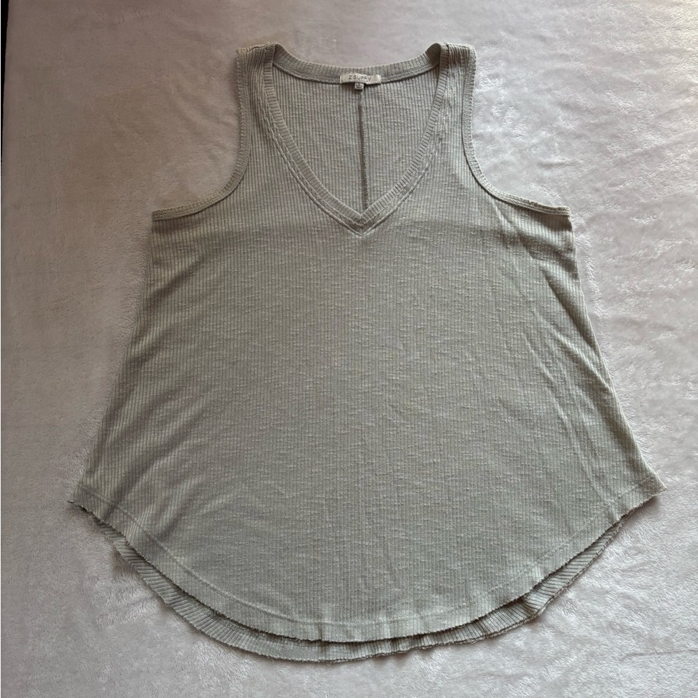 Z Supply V-Neck Ribbed Tank Top - Light Green Women’s Large